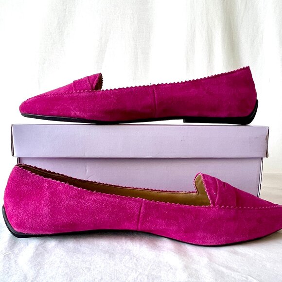 Talbots Francesca Keeper Driving Magenta Pink Suede Leather Loafers, Sz 8.5 LN! - Picture 10 of 15